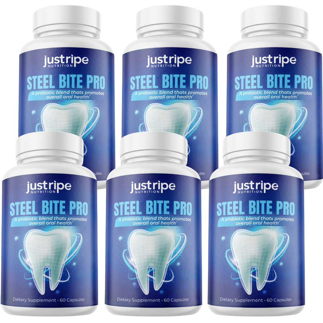 6 Pack Steel Bite Pro for Teeth and Gum Repair Advanced Formula Dental - 60 Caps